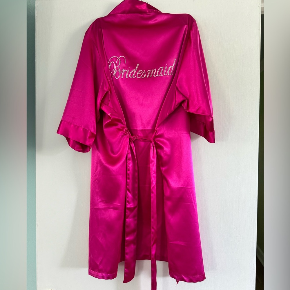 Bridesmaids robe and sash, hot pink